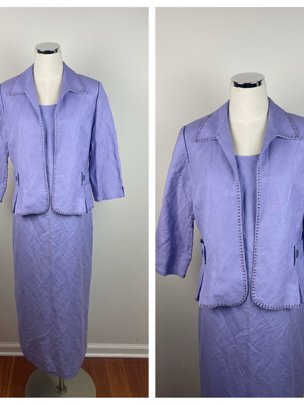Coldwater Creek Pastel Purple Linen Blend Jacket Dress Long Women Size 10 New
